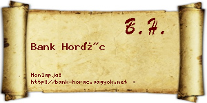 Bank Horác névjegykártya